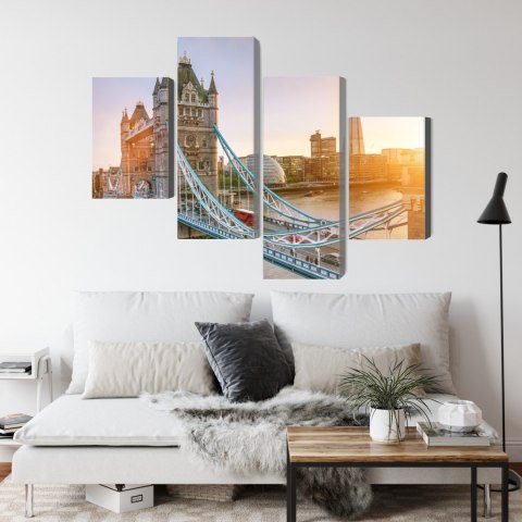 Obraz Wieloczęściowy Tower Bridge O Wschodzie Słońca Canvas Naturalny 80x50 LBS-2137-NC80-50_2X20-50_2X20-30