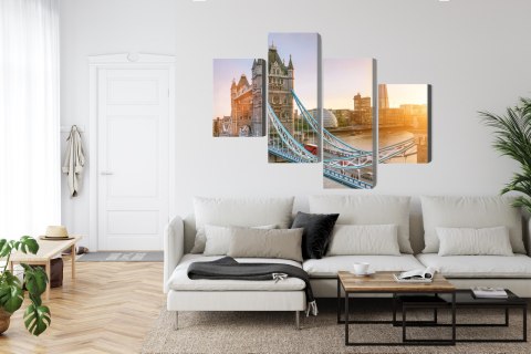Obraz Wieloczęściowy Tower Bridge O Wschodzie Słońca Canvas Naturalny 80x50 LBS-2137-NC80-50_2X20-50_2X20-30