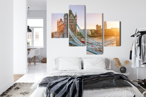 Obraz Wieloczęściowy Tower Bridge O Wschodzie Słońca Canvas Naturalny 80x50 LBS-2137-NC80-50_2X20-50_2X20-30