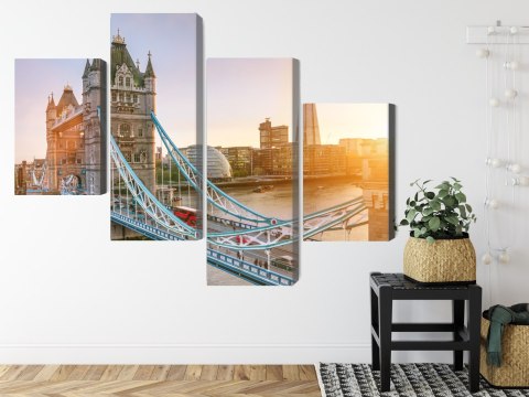 Obraz Wieloczęściowy Tower Bridge O Wschodzie Słońca Canvas Naturalny 80x50 LBS-2137-NC80-50_2X20-50_2X20-30