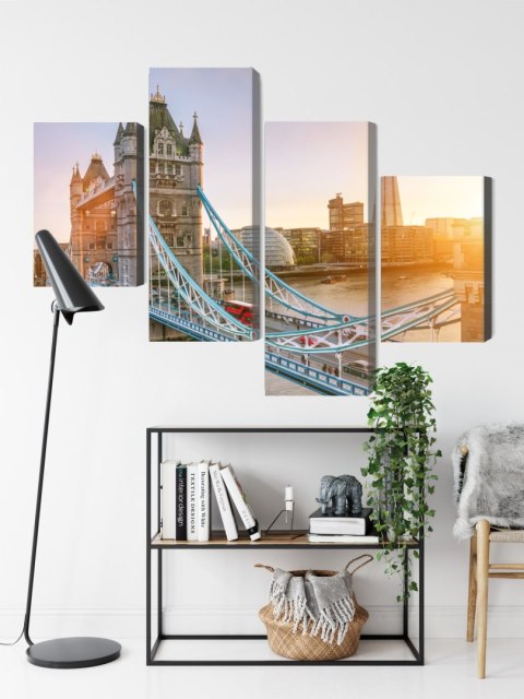 Obraz Wieloczęściowy Tower Bridge O Wschodzie Słońca Canvas Naturalny 80x50 LBS-2137-NC80-50_2X20-50_2X20-30