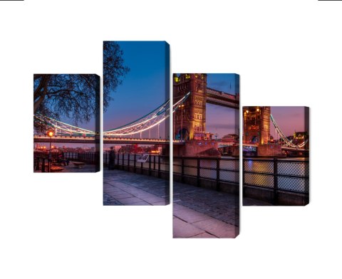 Obraz Wieloczęściowy Tower Bridge W Londynie O Zachodzie Słońca Canvas 120x75 LBS-2217-C120-75_2X30-75_2X30-45