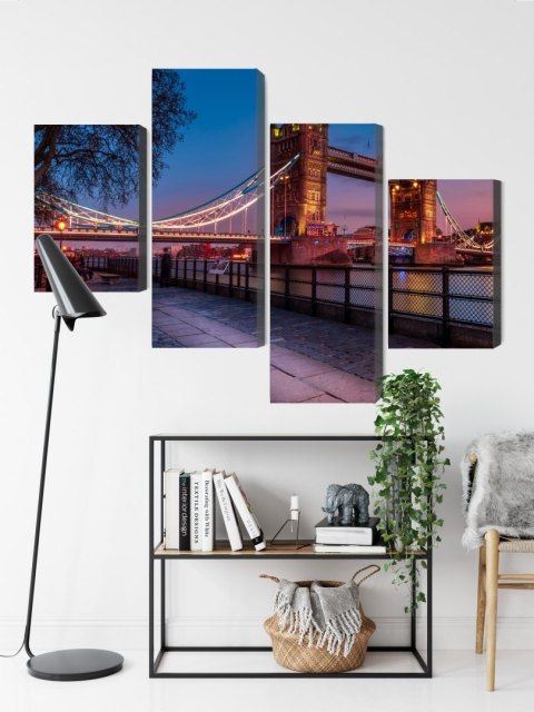 Obraz Wieloczęściowy Tower Bridge W Londynie O Zachodzie Słońca Canvas 120x75 LBS-2217-C120-75_2X30-75_2X30-45