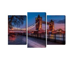 Obraz Wieloczęściowy Tower Bridge W Londynie O Zachodzie Słońca Canvas 120x80 LBS-2215-C120-80_1X40-80_2X40-60