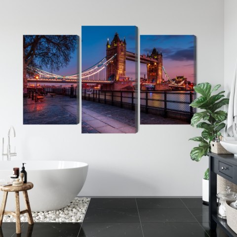 Obraz Wieloczęściowy Tower Bridge W Londynie O Zachodzie Słońca Canvas 120x80 LBS-2215-C120-80_1X40-80_2X40-60