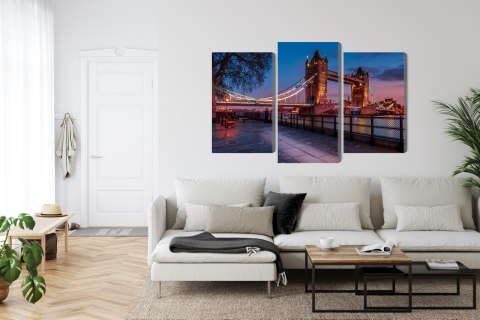 Obraz Wieloczęściowy Tower Bridge W Londynie O Zachodzie Słońca Canvas 120x80 LBS-2215-C120-80_1X40-80_2X40-60
