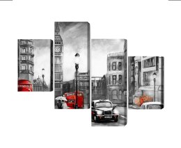 Obraz Wieloczęściowy Widok Ulicy Londynu Canvas Naturalny 80x50 LBS-2182-NC80-50_2X20-50_2X20-30
