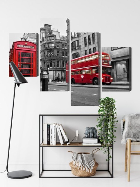 Obraz Wieloczęściowy Zabytkowy Amerykański Samochód Na Kubie Canvas Naturalny 80x50 LBS-2187-NC80-50_2X20-50_2X20-30