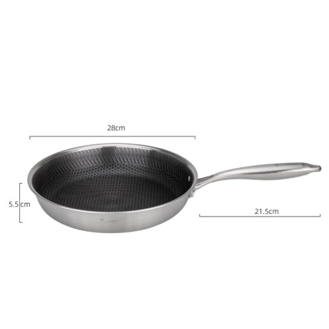 PATELNIA STALOWA 28cm Z POWŁOKĄ PLASTER MIODU E-7549