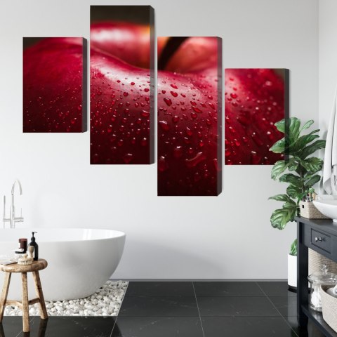 Obraz Wieloczęściowy Czerwone Jabłko W Skali Makro Canvas 120x75 LBS-3901-C120-75_2X30-75_2X30-45