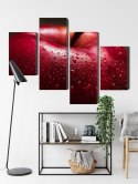 Obraz Wieloczęściowy Czerwone Jabłko W Skali Makro Canvas 120x75 LBS-3901-C120-75_2X30-75_2X30-45