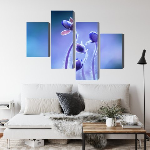 Obraz Wieloczęściowy Delikatne Kwiaty W Skali Makro Canvas Naturalny 80x50 LBS-3741-NC80-50_2X20-50_2X20-30