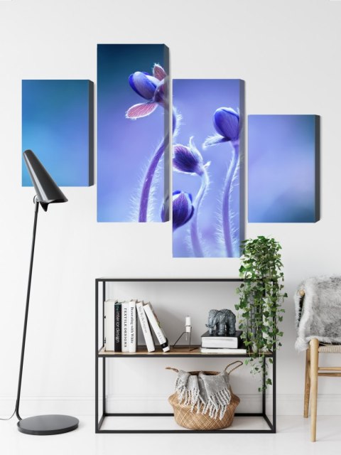 Obraz Wieloczęściowy Delikatne Kwiaty W Skali Makro Canvas Naturalny 80x50 LBS-3741-NC80-50_2X20-50_2X20-30