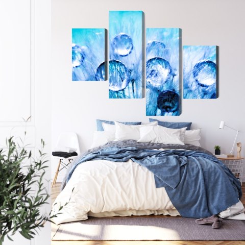 Obraz Wieloczęściowy Krople Rosy Na Nasionach Mniszka Lekarskiego W Skali Makro Canvas 120x75 LBS-3706-C120-75_2X30-75_2X30-45