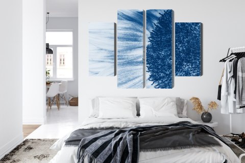 Obraz Wieloczęściowy Niebieski Słonecznik W Skali Makro Canvas Naturalny 80x60 LBS-3910-NC80-60_2X20-60_2X20-40