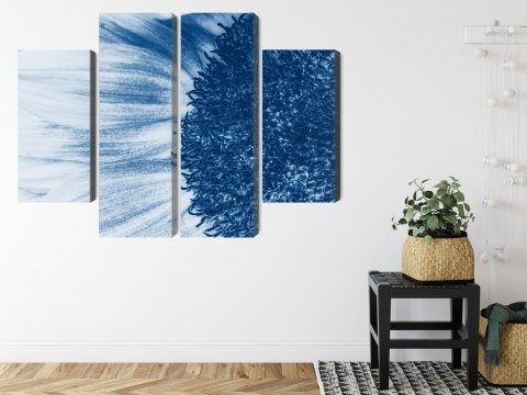 Obraz Wieloczęściowy Niebieski Słonecznik W Skali Makro Canvas Naturalny 80x60 LBS-3910-NC80-60_2X20-60_2X20-40