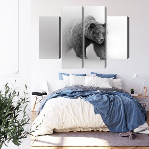 Obraz Wieloczęściowy Niedźwiedź We Mgle 3D Canvas Naturalny 80x60 LBS-4685-NC80-60_2X20-60_2X20-40
