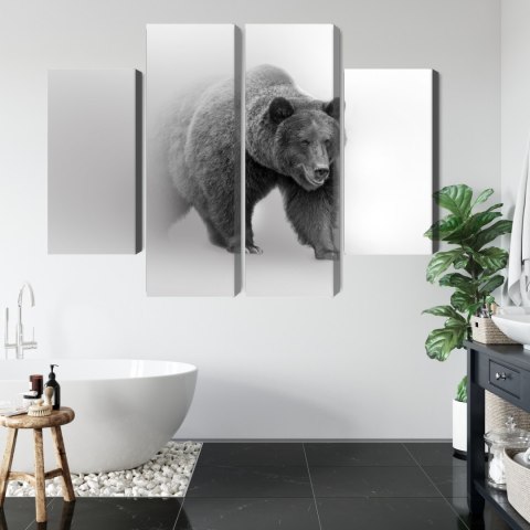 Obraz Wieloczęściowy Niedźwiedź We Mgle 3D Canvas Naturalny 80x60 LBS-4685-NC80-60_2X20-60_2X20-40