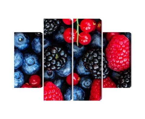 Obraz Wieloczęściowy Owoce Leśne W Skali Makro Canvas 80x60 LBS-3730-C80-60_2X20-60_2X20-40