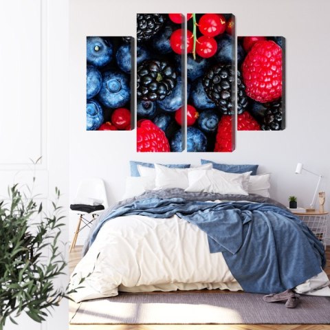Obraz Wieloczęściowy Owoce Leśne W Skali Makro Canvas 80x60 LBS-3730-C80-60_2X20-60_2X20-40