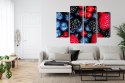 Obraz Wieloczęściowy Owoce Leśne W Skali Makro Canvas 80x60 LBS-3730-C80-60_2X20-60_2X20-40