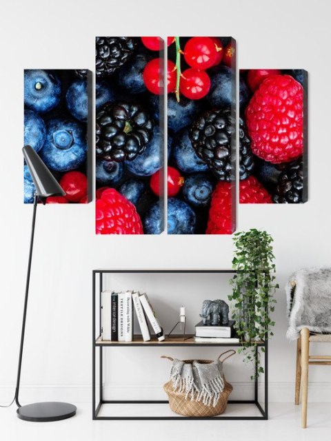 Obraz Wieloczęściowy Owoce Leśne W Skali Makro Canvas 80x60 LBS-3730-C80-60_2X20-60_2X20-40