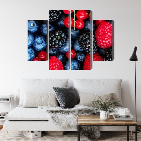 Obraz Wieloczęściowy Owoce Leśne W Skali Makro Canvas Naturalny 80x60 LBS-3730-NC80-60_2X20-60_2X20-40