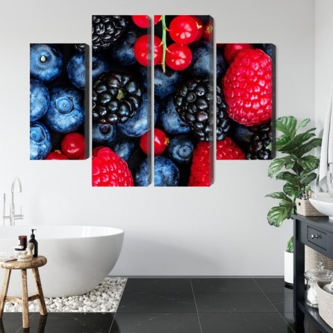 Obraz Wieloczęściowy Owoce Leśne W Skali Makro Canvas Naturalny 80x60 LBS-3730-NC80-60_2X20-60_2X20-40