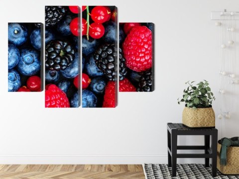 Obraz Wieloczęściowy Owoce Leśne W Skali Makro Canvas Naturalny 80x60 LBS-3730-NC80-60_2X20-60_2X20-40