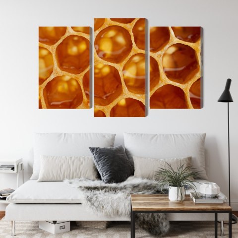 Obraz Wieloczęściowy Plaster Miodu W Skali Makro Canvas 120x80 LBS-3734-C120-80_1X40-80_2X40-60