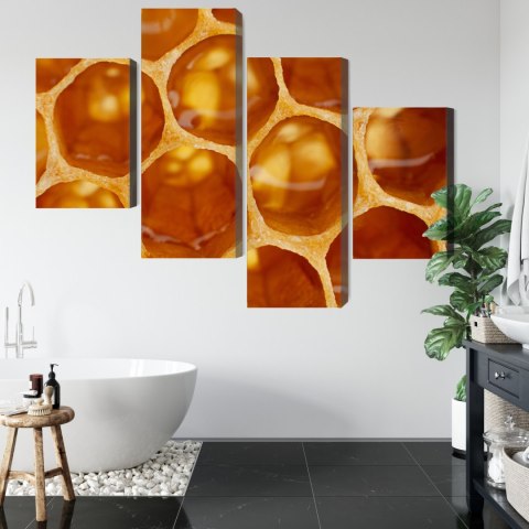 Obraz Wieloczęściowy Plaster Miodu W Skali Makro Canvas Naturalny 80x50 LBS-3736-NC80-50_2X20-50_2X20-30