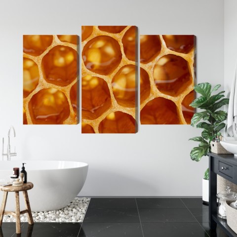 Obraz Wieloczęściowy Plaster Miodu W Skali Makro Canvas Naturalny 90x60 LBS-3734-NC90-60_1X30-60_2X30-45