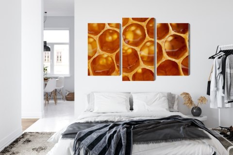 Obraz Wieloczęściowy Plaster Miodu W Skali Makro Canvas Naturalny 90x60 LBS-3734-NC90-60_1X30-60_2X30-45