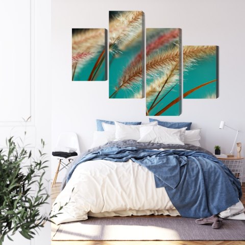 Obraz Wieloczęściowy Rośliny W Skali Makro Canvas Naturalny 80x50 LBS-3691-NC80-50_2X20-50_2X20-30