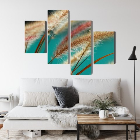 Obraz Wieloczęściowy Rośliny W Skali Makro Canvas Naturalny 80x50 LBS-3691-NC80-50_2X20-50_2X20-30