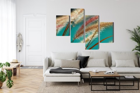 Obraz Wieloczęściowy Rośliny W Skali Makro Canvas Naturalny 80x50 LBS-3691-NC80-50_2X20-50_2X20-30