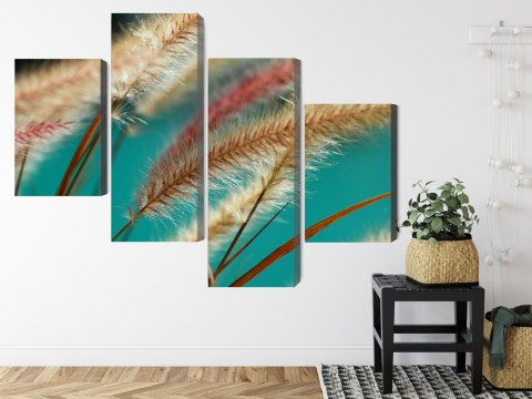 Obraz Wieloczęściowy Rośliny W Skali Makro Canvas Naturalny 80x50 LBS-3691-NC80-50_2X20-50_2X20-30