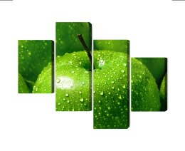 Obraz Wieloczęściowy Zielone Jabłka W Skali Makro Canvas 120x75 LBS-3931-C120-75_2X30-75_2X30-45