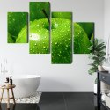 Obraz Wieloczęściowy Zielone Jabłka W Skali Makro Canvas 120x75 LBS-3931-C120-75_2X30-75_2X30-45
