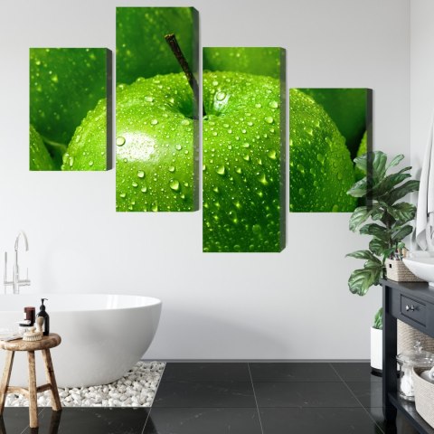 Obraz Wieloczęściowy Zielone Jabłka W Skali Makro Canvas 120x75 LBS-3931-C120-75_2X30-75_2X30-45