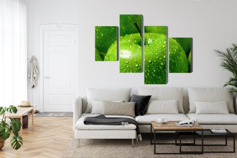 Obraz Wieloczęściowy Zielone Jabłka W Skali Makro Canvas 120x75 LBS-3931-C120-75_2X30-75_2X30-45