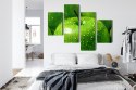 Obraz Wieloczęściowy Zielone Jabłka W Skali Makro Canvas 120x75 LBS-3931-C120-75_2X30-75_2X30-45