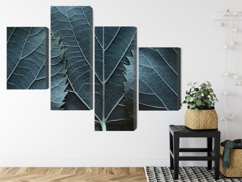 Obraz Wieloczęściowy Liście Z Makro Z Efektem 3D Canvas 120x75 LBS-3861-C120-75_2X30-75_2X30-45