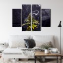 Obraz Wieloczęściowy Roślina Konopi Na Zadymionym Tle Canvas Naturalny 80x60 LBS-3970-NC80-60_2X20-60_2X20-40