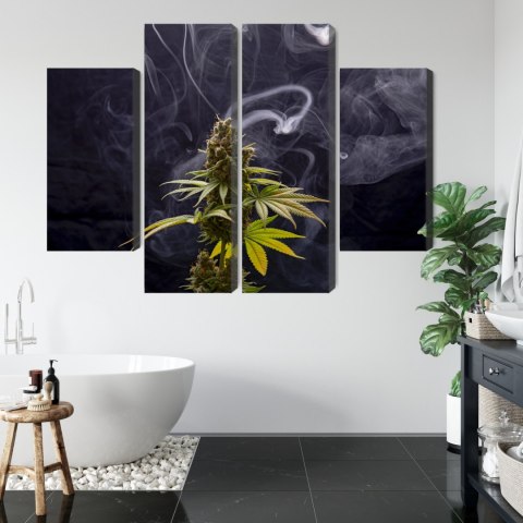 Obraz Wieloczęściowy Roślina Konopi Na Zadymionym Tle Canvas Naturalny 80x60 LBS-3970-NC80-60_2X20-60_2X20-40