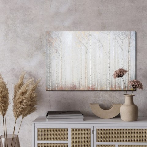 Obraz Na Płótnie Brzozowy Las We Mgle Canvas Naturalny 100x70 LB-240-NC100-70