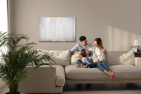 Obraz Na Płótnie Brzozowy Las We Mgle Canvas Naturalny 100x70 LB-240-NC100-70