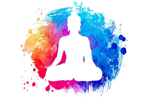 Obraz Na Płótnie Budda Na Tle Akwareli Canvas Naturalny 100x70 LB-2481-NC100-70