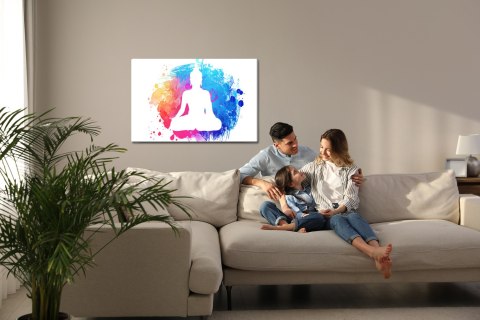 Obraz Na Płótnie Budda Na Tle Akwareli Canvas Naturalny 100x70 LB-2481-NC100-70