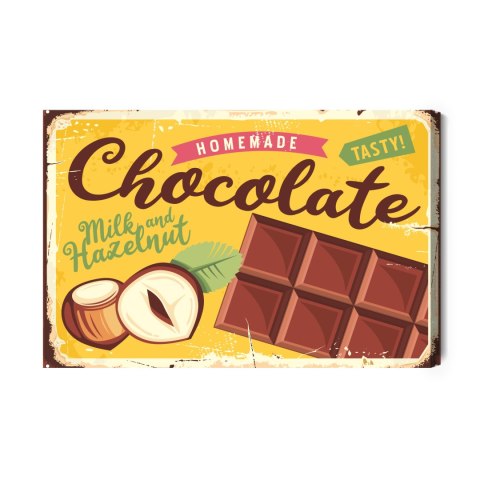 Obraz Na Płótnie Czekolada Z Orzechami I Napisem Retro Canvas Naturalny 100x70 LB-2912-NC100-70